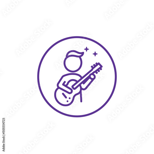 Guitarist icon for music school websites and concert promo materials