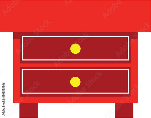 Red nightstand with two drawers illustration