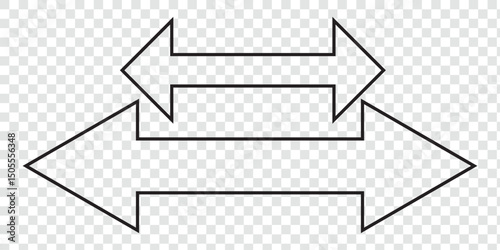 Long arrow vector icon. Black horizontal double arrow. Vector 10 Eps.