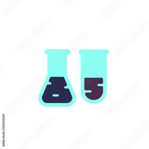 2 chemical labs tube flat icon