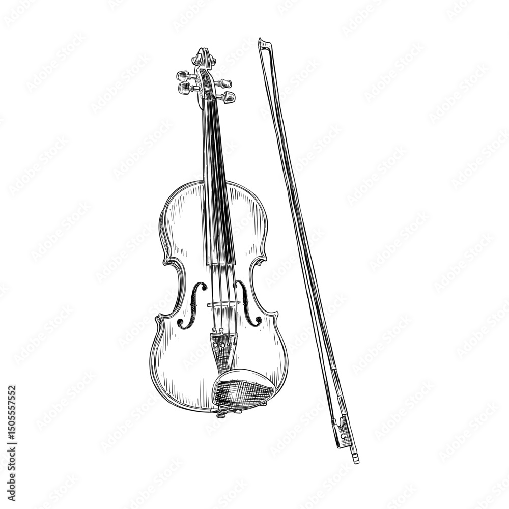 Obraz premium violin vector hand drawn illustration