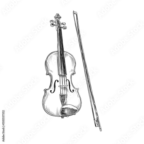 violin vector hand drawn illustration