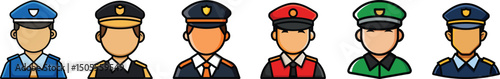 icon of a policeman avatar in uniform representing law enforcement, public safety officer, traffic police, city patrol security, justice system personnel