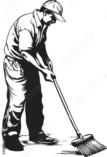 man with broom