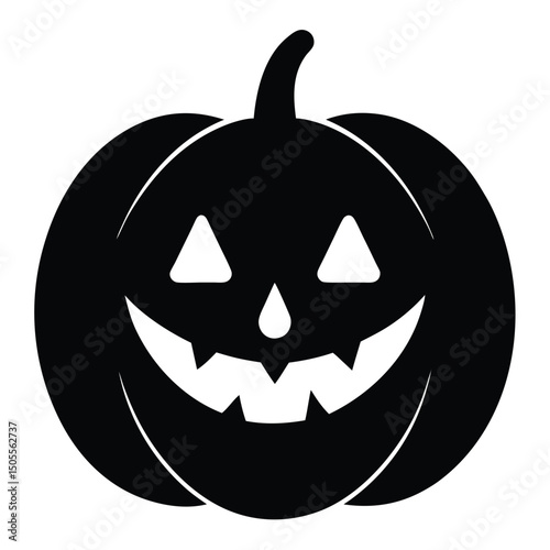 Halloween Pumpkin Silhouette Illustration Carved Jacko'Lantern Design for Festive Decoration