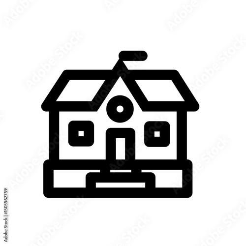 school building line icon