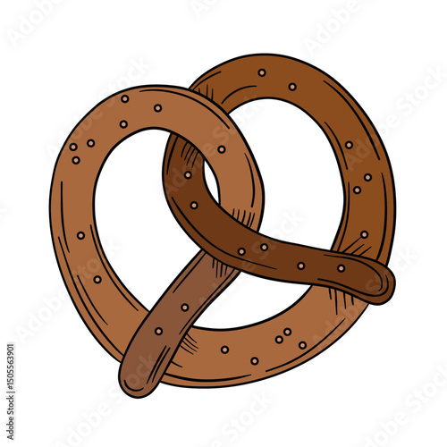 Bretzel pretzel delicious baked pastry food. Fresh bakery appetizing outline art food