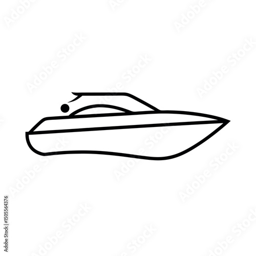 Speedboat Side View Line Drawing Vector
