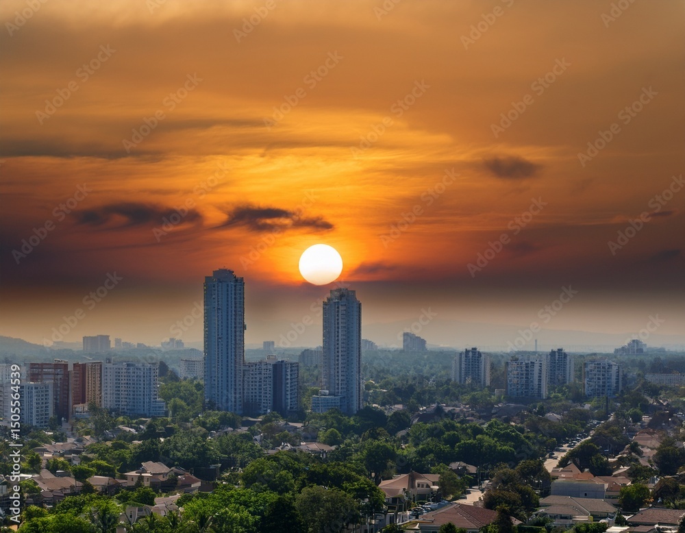 Fototapeta premium explore the role of urban heat islands in exacerbating the effects of hot weather in cities and densely populated areas
