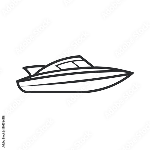 Minimal Speedboat Outline Vector Art