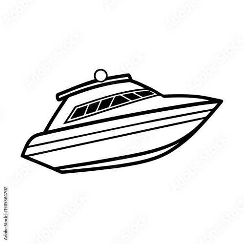 Fast Speedboat Line Drawing Vector