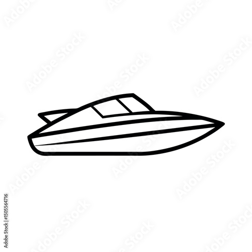 Speedboat Vector Outline Side View