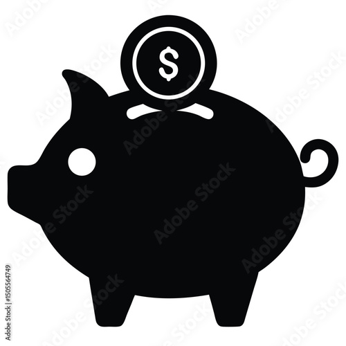 Piggy Bank with Dollar Coin Savings, Investment, Finance, and Financial Planning Concept