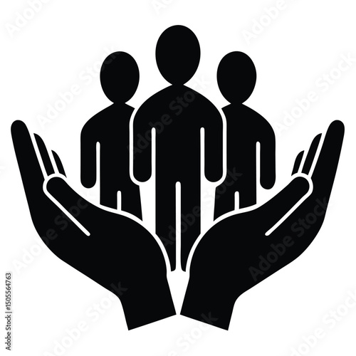 Protecting People Hands Cupping Group of Individuals Icon Symbol Design