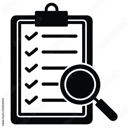 Reviewing Checklist on Clipboard with Magnifying Glass, Ensuring Thoroughness and Accuracy