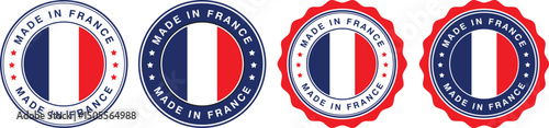 Free Download round badges with french flag and made in france text in red, blue and white for product origin labels	 - GFXLoad