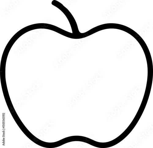 Clean Apple Outline Clip Art: Simple Black and White Vector Graphic Perfect for Educational Materials, Healthy Food Themes, and Minimalist Designs