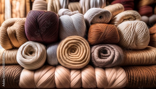 a close up view of neatly stacked bundles of natural fibers showcasing their texture and earthy tones