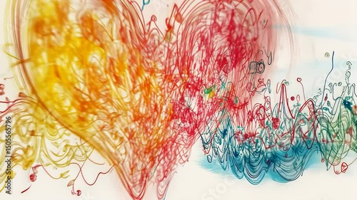 Colorful heart of music notes