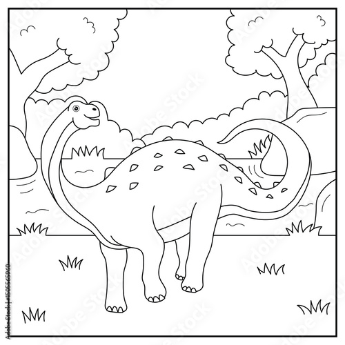 Cute cartoon dinosaur Neuquensaurus, funny illustration, coloring book for kids and children.