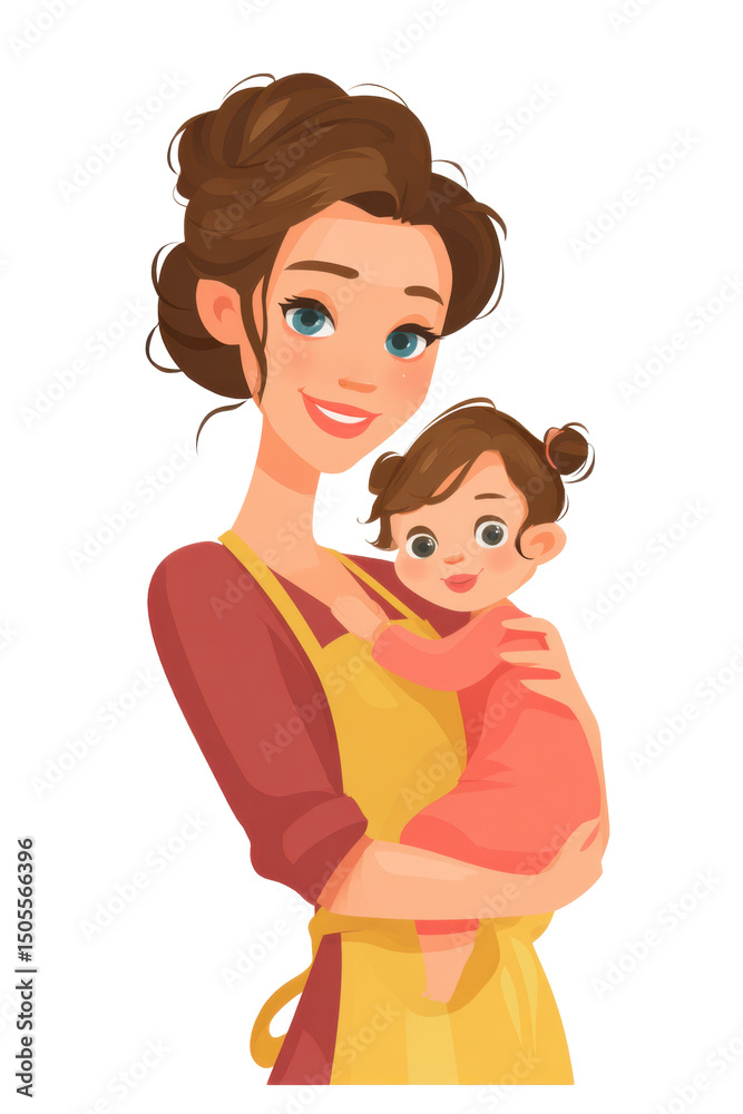 Cheerful Babysitter Ready for Duty on White Transparent Background PNG Cheerful Babysitter Ready for Duty on White Transparent Background PNG