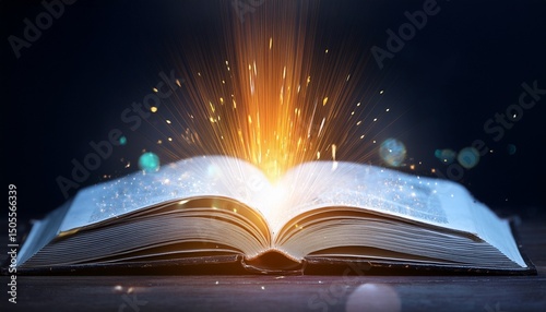 a book with a glowing light on the pages