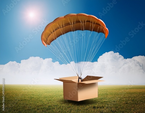 cardboard box with parachute