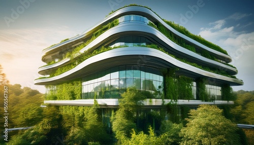a futuristic eco friendly and sustainable architectural building