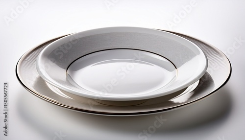 a white porcelain plate ready for dinner on a white or clear surface white background