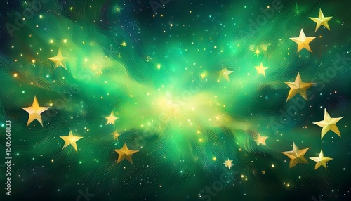 abstract green background with stars