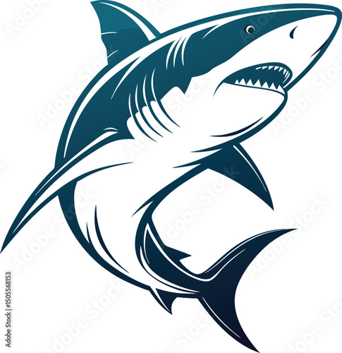 minimalist shark vector art illustration 