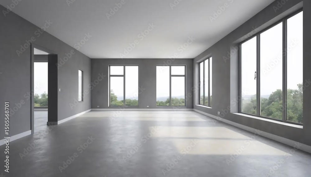 Obraz premium Spacious Modern Room with Panoramic Views