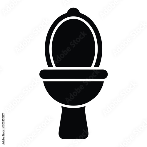 Solid Black Toilet Icon Sanitary Fixture, Bathroom Appliance, Home Interior Element