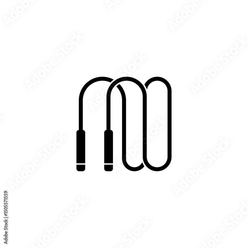 Simple black vector icon of a jump rope, representing exercise and cardio workout