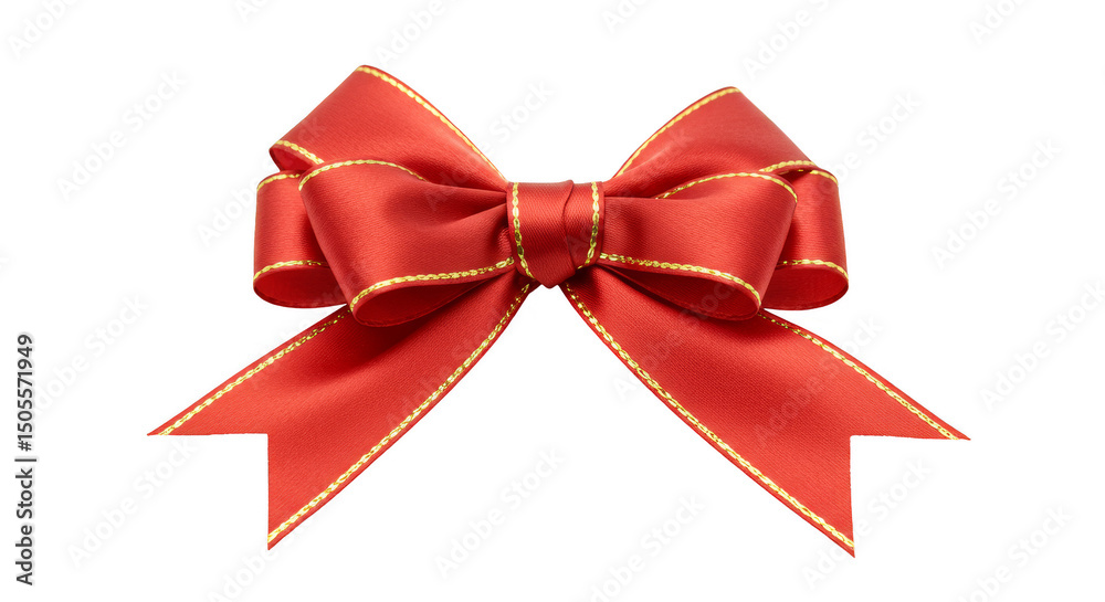 Naklejka premium Isolated Red Ribbon Bow Decoration Gift Christmas Celebration
