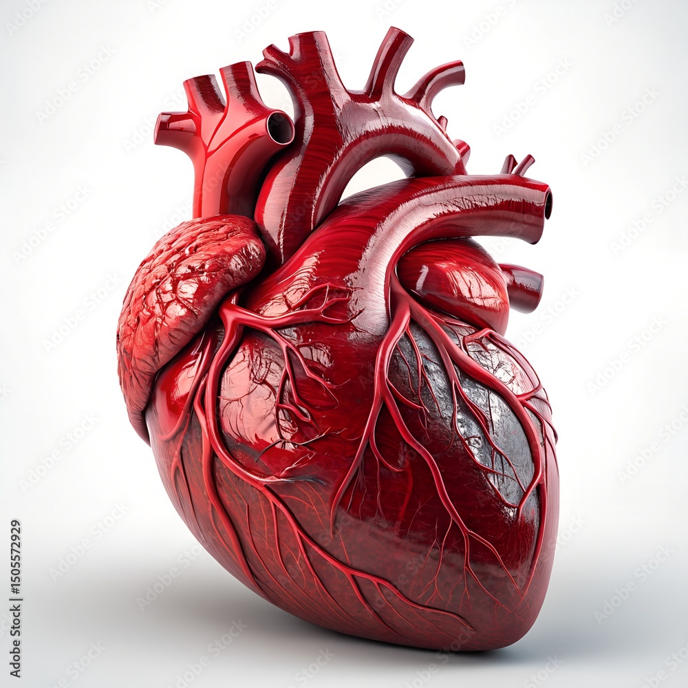 Naklejka premium Detailed Human Heart Anatomy Model for Study & Display – Life-Size Medical Organ Replica, 3D Teaching Aid for Biology, Nursing, Physiology, Classroom, Healthcare, and Science Education