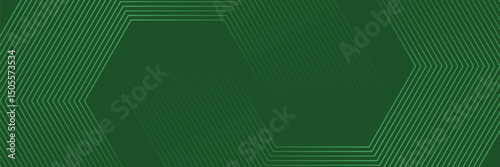 Abstract hexagon lines on green background. Modern geometric line design.