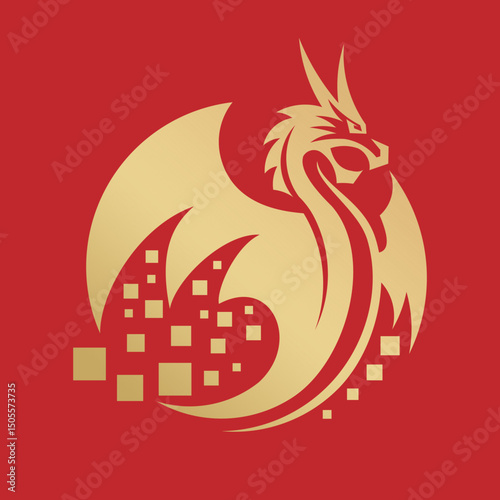 Fierce Dragon Head Logo: Powerful Fantasy Vector Design