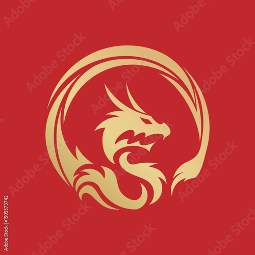 Fierce Dragon Head Logo: Powerful Fantasy Vector Design