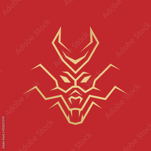 Fierce Dragon Head Logo: Powerful Fantasy Vector Design