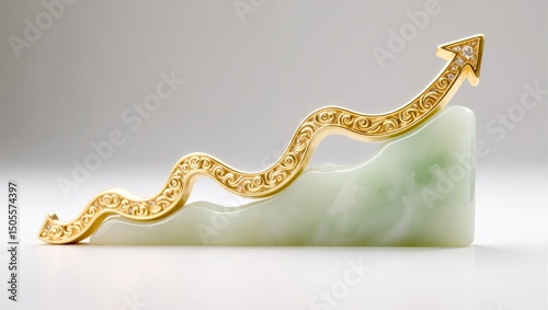 Golden Arrow on Jade Base Symbolizing Growth and Upward Trend
