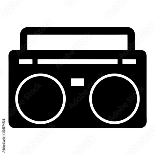 boombox silhouette vector, vintage radio black silhouette, boombox icon
