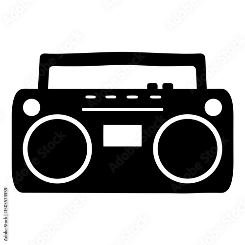 boombox silhouette vector, vintage radio black silhouette, boombox icon