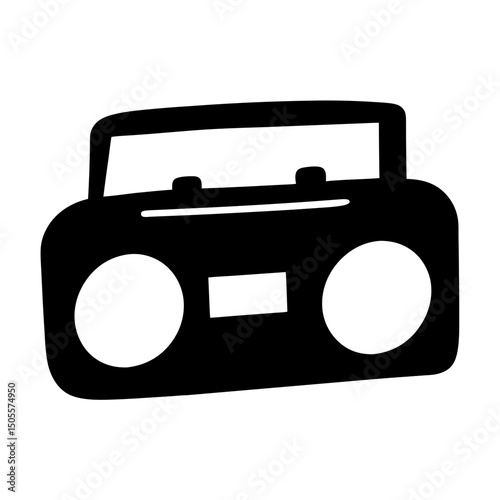 boombox silhouette vector, vintage radio black silhouette, boombox icon