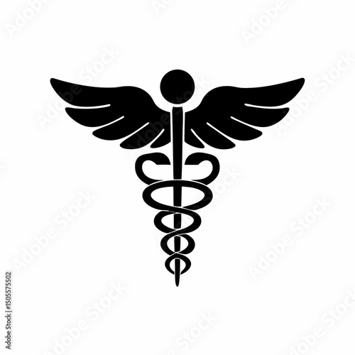 creative and simple minimal details Outline  Caduceus Emblem icon sign vector