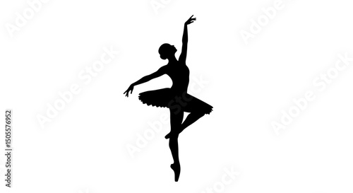 Ballerina in silhouette performing dance, for artistic representation, with copy space
