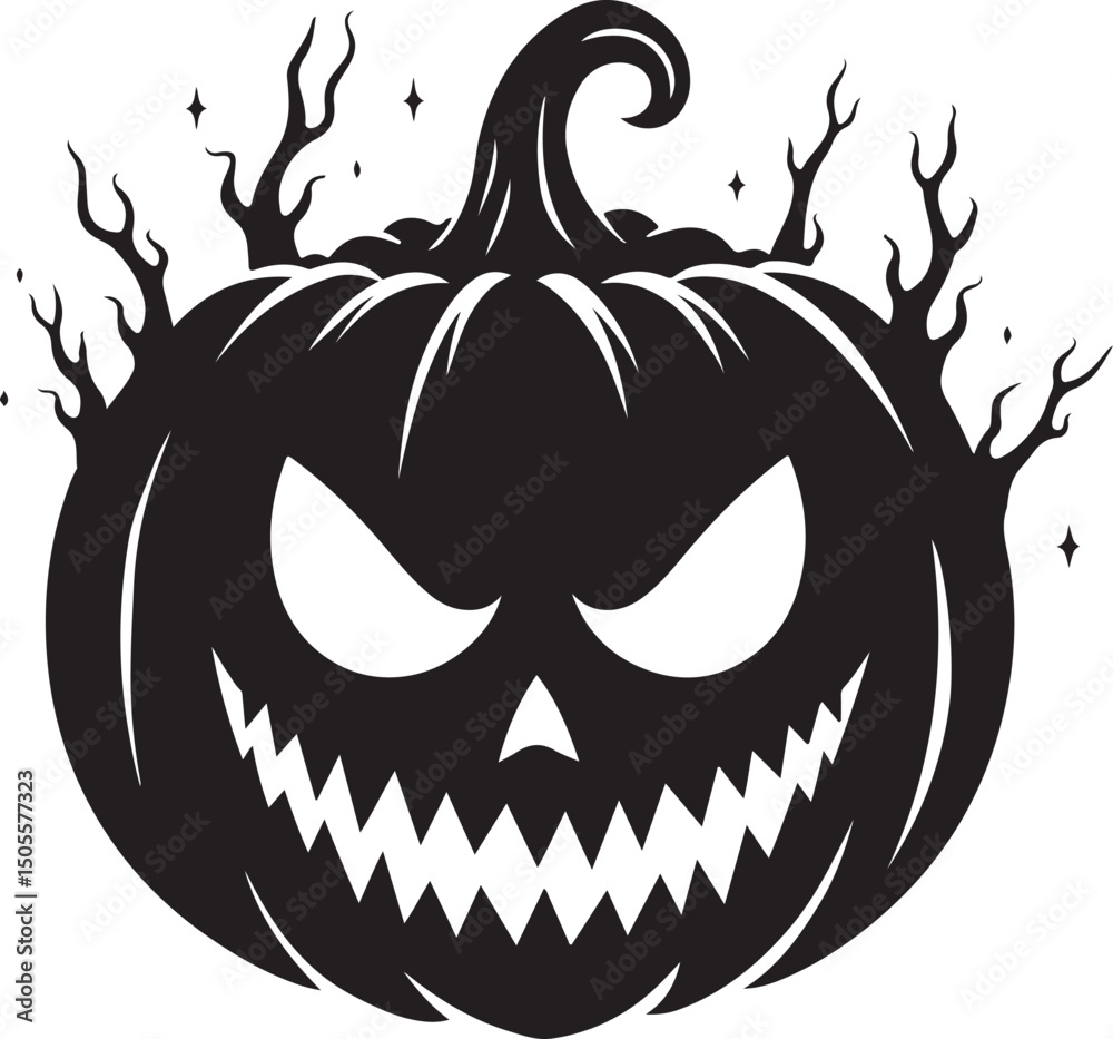 Fototapeta premium Halloween pumpkin vector black silhouette design.