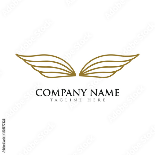 line art wing elegant concept with gold color 