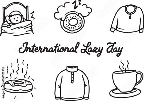 International lazy day illustration with cozy elements