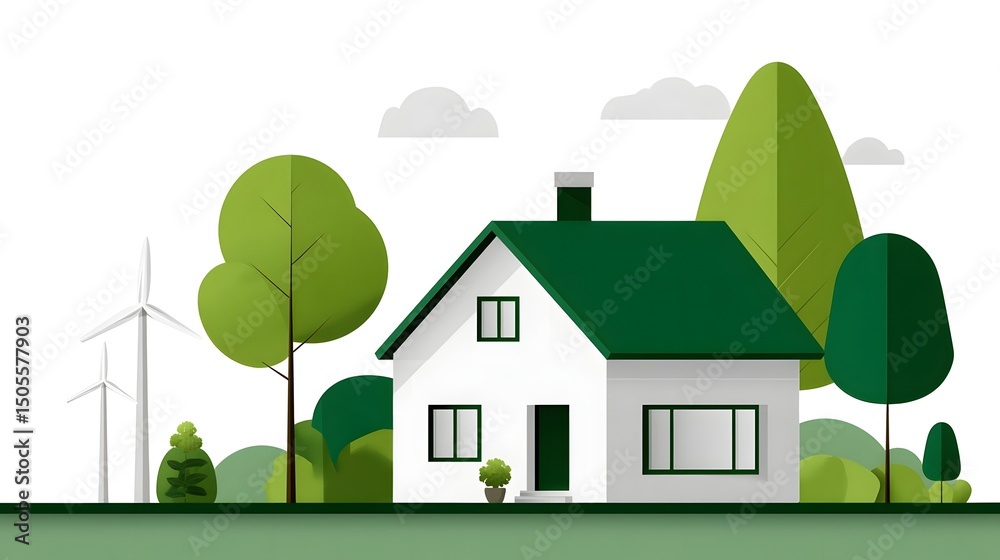 Naklejka premium Eco-friendly green home with sustainable architecture
